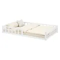 Produktbild: Homestyle4u Bodenbett 120x200 Weiß Montessori Kinderbett mit Rausfallschutz Kinder Holzbett Lattenrost