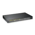 Produktbild: Zyxel 48-Port Gigabit PoE Switch | Smart Managed | Rackmontage | 48 PoE+-Ports mit einem Budget von 170 W und 2 SFP-Ports | VLAN, IGMP, QoS [GS1900-48HP]