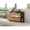 Produktbild: Sideboard mit 3 Türen & 3 Ablagen + LEDs - Anthrazit & Naturfarben - IDESIA