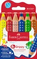 Produktbild: Faber-Castell 110630 Set Grippy, 6 Jumbo Buntstifte für Kleinkinder, leicht abwaschbare Malstifte für Kinder, ergonomische dreieckige Form, dicke Buntstifte, 10mm dicke Mine