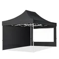 Produktbild: TOOLPORT 3x4,5m Faltpavillon Pavillon Partyzelt Gazebo Stahl 30mm, 2 Seitenteile, Panoramafenster, schwarz
