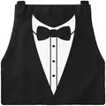 Produktbild: MoonWorks® Grill-Schürze für Männer Grillschürze Smoking Suit Anzug Fliege lustig Baumwoll-Schürze Küchenschürze schwarz unisize