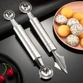 Produktbild: 2 Stück Fruchtschnitzwerkzeug Melonenlöffel, Kugelausstecher, Obstschnitzmesser, Melonenausstecher für verschiedene Früchte, Samenentferner, Edelstahl Küchenwerkzeug Cutter DIY Obstsalatschneider