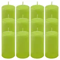 Produktbild: Stumpenkerze Höhe 11,5 cm Ø 6 cm lange Brenndauer Rund-Kerze Säulenkerzen Kerzen-Deko Tafelkerzen Weihnachts-Kerzen Hochzeit (hell-grün, 12)
