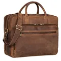 Produktbild: STILORD 'Dawson' Leder Aktentasche Umhängetasche mit Laptopfach 15,6 Zoll Vintage Bürotasche DIN A4 Notebooktasche Business Akten Tasche aus Echtem Leder Damen & Herren, Farbe:torino - braun