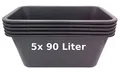 Produktbild: BURI 5 Stück Mörtelwanne 90 Liter Mörtelkasten rechteckig, schwarz - Baueimer Maurerkasten Mörtelkübel Pflanzwanne aus Deutschland extrem robust und strapazierfähig