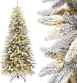 Produktbild: Yorbay 210cm Künstlicher Weihnachtsbaum Slim mit Beleuchtung LED Tannenbaum für Weihnachten-Dekoration, Schneebeflockt, Schmal, Weiß