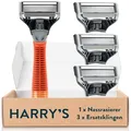 Produktbild: Harry’s Nassrasierer für Männer – Rasier-Set mit orangefarbenem Griff, 3 Ersatzklingen für den Rasierer, Herrenrasierer, Klingen für Männer, Nassrasierer-Zubehör