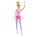 Produktbild: Barbie Ballerina-Puppe, Blonde Modepuppe in lilafarbenem, ausziehbarem Tutu, mit Ballettarmen und Ballerinaspitzenschuhen, HRG34