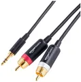 Produktbild: Amazon Basics 3,5-mm Auxiliary Klinkensteck auf RCA Audiokabel, 2 RCA Stecker, 15ft (4.6 m), Schwarz