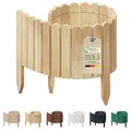 Produktbild: Floranica Rollborder Flexibler Holzzaun 100 x 30 cm Natur Beeteinfassung Deko für Gartenzaun Rasenkante Umzäunung Gartenzaun für Rasenflächen Hochbeete für Garten