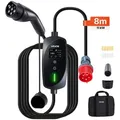Produktbild: VEVOR Mobile Wallbox, 11 kW 16 A, Typ 2 Ladestation, Tragbares 3-Phasen-Ladegerät mit 8 m Ladekabel, CEE16-Stecker, LCD-Bildschirm, IP66-Steuereinheit, Stromversorgung für Elektrofahrzeuge