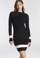 Produktbild: Strickkleid mit Kontraststreifen aus weicher Viskosemischung, Gr. 46 - N-Gr, schwarz-rot N-Gr