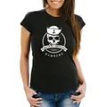 Produktbild: MoonWorks Print-Shirt Damen T-Shirt Totenkopf Matrose Anker Motiv Skull Emblem Schriftzug Moin Moin Hamburg Spruch Frauen Fun-Shirt Moonworks® mit Print schwarz 3XL