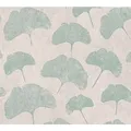 Produktbild: Bricoflor Ginkgo Tapete in Textiloptik Chinesische Vliestapete mit Blättern in Creme Mint Vlies Mustertapete für Schlafzimmer