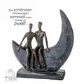 Produktbild: Gilde Skulptur MOON aus Poly dunkelgrau 23,5cm-79616