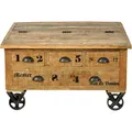 Produktbild: SIT Möbel Couchtischtruhe auf Rollen | 5 Schubladen, 1 Klappe | Mangoholz natur | B 90 x T 90 x H 47 cm | 01994-04 | Serie RUSTIC