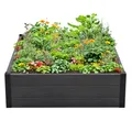 Produktbild: TRUTZHOLM Pflanzkasten Blumenkasten mit Wühlmausgitter 100x100x28,5 cm ca. 260 Liter Holzoptik robust stabil langlebig Hochbeet