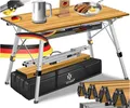 Produktbild: KESSER® Campingtisch faltbar Klapptisch mit Aluminiumrahmen Aufrollbare Tischplatte Falttisch klappbar Höhenverstellung 120x70cm - bis 100kg inkl. Tragetasche mit Trageband & Netztasche, Holz-Optik