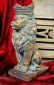 Produktbild: ❀ Löwe König Antik Gold 36 cm Groß 7 kg Statue Torwächter Zement Figur Krone HoR