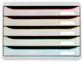 Produktbild: EXACOMPTA Schubladenbox Schubladenbox BigBoxPlus Horizon Quer 5 Schub Weiss/Harlekin 308913D