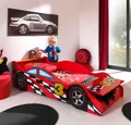Produktbild: Vipack Autobett Racer, inkl. Stauraum vorne, mit Lattenrost, MDF lackiert (B/H/T ca. 175x48x78cm, seitliche Räder sind geststehend), ein Highlight im Kinderzimmer