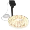 Produktbild: BEARWARE LED Lichterkette Solar 10 m warmweiß – Innen und Außen - Solarpanel mit Akku 1200mAh - 100 Leds warmweiß – 2 Modi: blinkend und ste... - Weiß/Transparent