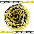 Produktbild: 10M Absperrkette schwarz-gelb Warnkette Rundstahlkette Metall 38x22mm Metallkett