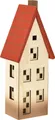 Produktbild: Holz Lichthaus Deko Natur Rot Batteriebetrieb 8,5x6,5x22cm