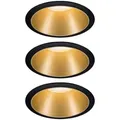 Produktbild: Paulmann LED Einbauleuchte 3-Step-Dim Cole Coin Basisset  IP44 rund 88mm  Coin 3x6W 3x470lm 230V dimmbar 2700K Schwarz matt#Gold matt 93404