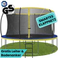 Produktbild: Zero Gravity Trampolin Ø 427 cm inkl. Leiter & 4 Bodenanker / Schneller Auf- und Abbau dank smartem Klappnetz / Max. 150 kg / Ultima 4 Fun-Edition