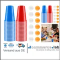 Produktbild: Party-Bierpong-Set | 50x 500ml Becher rot+blau | 12x Tischtennisbälle weiß+ge...