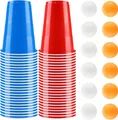 Produktbild: Bierpong Set 50er: 25 Rot & 25 Blau 500ml Cups + 12 Bälle, spülmaschinenfest
