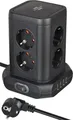 Produktbild: Brennenstuhl Steckdosenturm 8-Fach mit USB (Steckdosenblock 8-Fach mit 4X USB, Steckdosen in 45°-Anordnung, 2m Kabel) schwarz