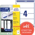 Produktbild: Avery Zweckform L4761-25 Rückenschilder weiß 192x61mm A4 ILK 80 Etiketten