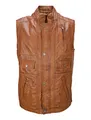 Produktbild: Herren lange Lederweste aus weichem Lammnappa Leder mit Stehkragen - Egon (52, cognac)