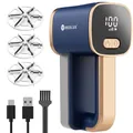 Produktbild: Fusselrasierer Elektrisch WiredLux - Wiederaufladbarer Fusselentferner für Kleidung & Möbel - LED-Licht, Einstellbare 3-Fach Geschwindigkeit, 6-blättrige Klinge, USB-Aufladung (Kobaltblau/Kupfer)