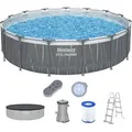 Produktbild: Steel Pro MAXTM Frame Pool Komplett Set mit Filterpumpe Ø 457 x 107 cm, LED-Desig...