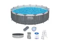 Produktbild: Bestway Framepool 561GD Steel Pro MAX Frame Pool Ø 457 x 107 cm (Komplett Set, 1-tlg., Filterpumpe, Kartusche, Leiter, Abdeckplane, LED-Licht), Integriertes LED Licht mit Farbwechsel und Fernbedienung