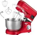 Produktbild: KLAMER Küchenmaschine Classic 1400 W – 5,5 L Rührschüssel aus Edelstahl, Knet-, Rühr- & Schneebesenaufsatz, Timer & LED-Display, stabile Saugnapffüße, ideal für Brot-, Kuchen- & Pizzateig