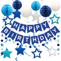 Produktbild: Happy Birthday Girlande Party Set, Blau Geburtstagsdeko für Jungen & mann