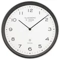 Produktbild: FalkenbergundSöhne Wanduhr Kunststoff, analog, Funkuhr, Ø 30 cm, schwarz, lautlos