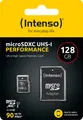 Produktbild: Intenso microSDXC Card 128GB, Performance, Class 10, U1 (R) 90MB/s, (W) 10MB/s, SD-Adapter, Retail-Blister