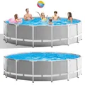 Produktbild: INTEX Prism Frame Pool Ø 457x122cm Schwimmbecken Stahlrohrbecken Grau