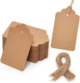 Produktbild: HAKACC 100 Stück Geschenkanhänger Braun 4x7cm Kraftpapier Juteschnur Geschenk