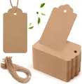 Produktbild: Kraftpapier Anhänger 100 Stück 4x7 cm mit Juteschnur für Geschenke DIY Hochzeit