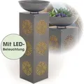 Produktbild: EASYmaxx LED-Dekosäule Beton-Optik Mandala 87cm 3V grau mit Pflanzschale - Aufbauset - Grau