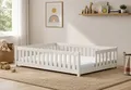 Produktbild: Kids Collective Kinderbett Bodenbett mit Rausfallschutz & Lattenrost Montessori Betten Kinder (Verfügbare Größen: 80 x 160, 80 x 180, 90 x 190, 90 x 200, 120 x 200, 140 x 200 cm), Jugendbett Einzelbett Kiefer Cotton