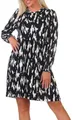 Produktbild: Hailys Damen Langarm Mini-Kleid Jo44sie kurzes Damenkleid mit Alloverprint KY-PO2202014-A Black Div (7086) M