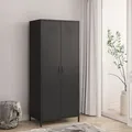 Produktbild: Kleiderschrank Seinäjoki 180x76x50 Cm Schwarz [en.casa]